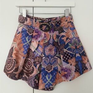 Zimmermann High Waist Floral Shorts - Blue and Pink
